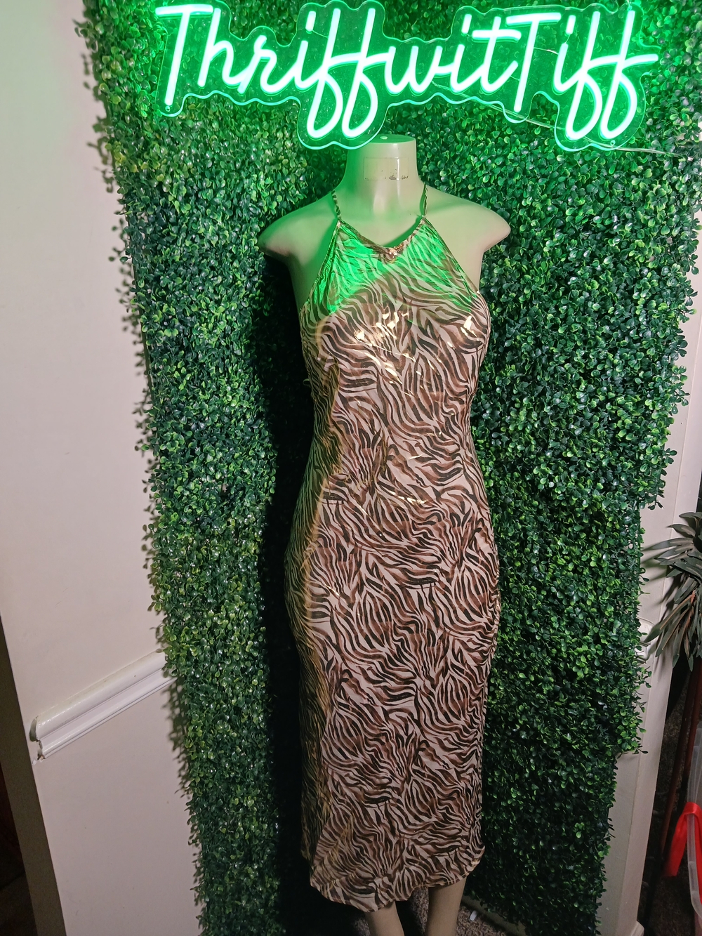 Zara Brown and Black Zebra Print Maxi Dress